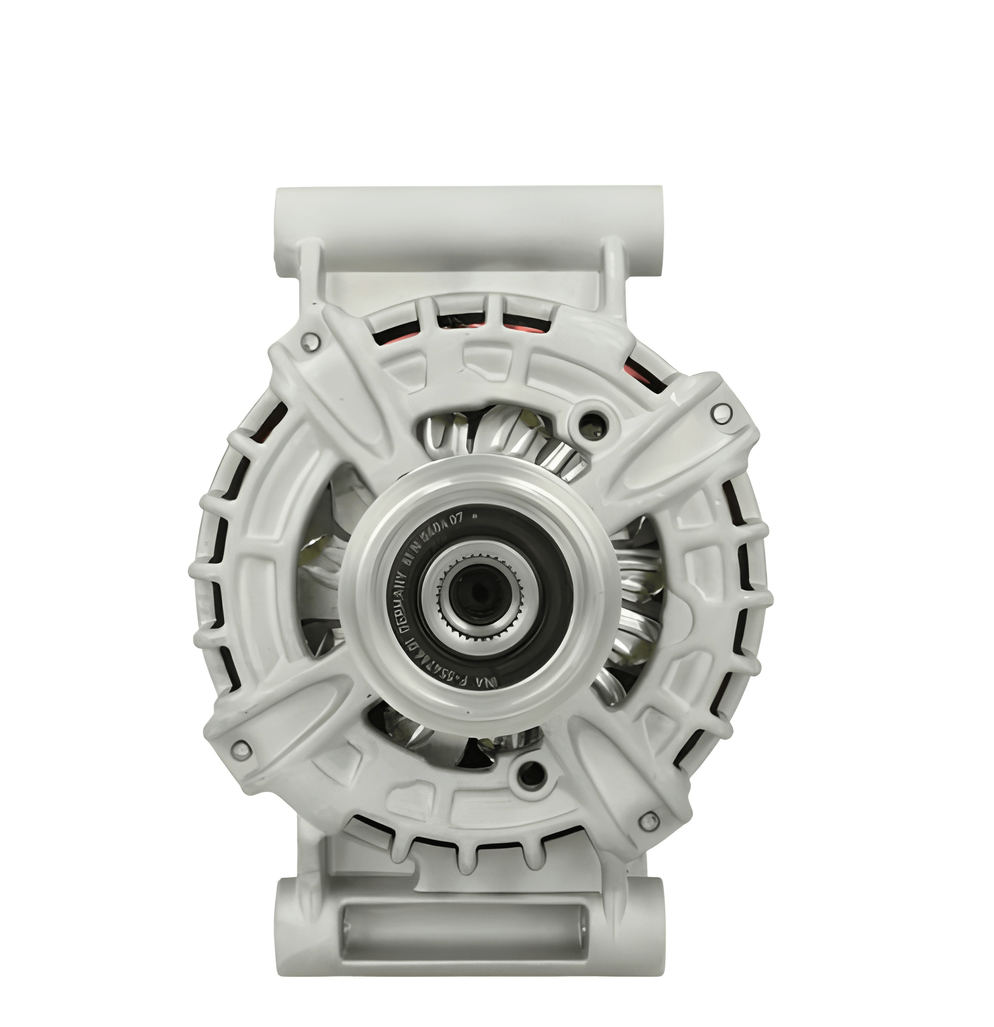 metal alternator on a white background