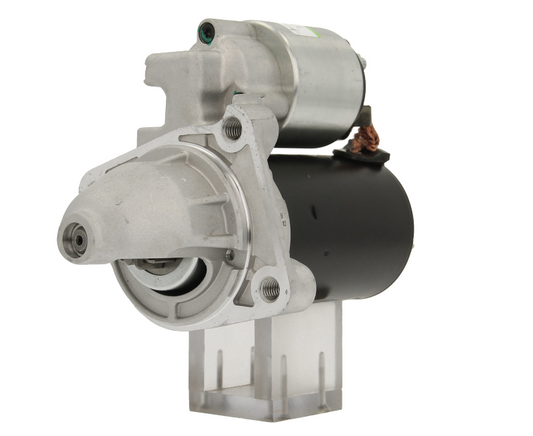 A new 12V 1.1KW starter motor with 10 teeth and a silver and black color. fits ford, mazda, volvo vehicles