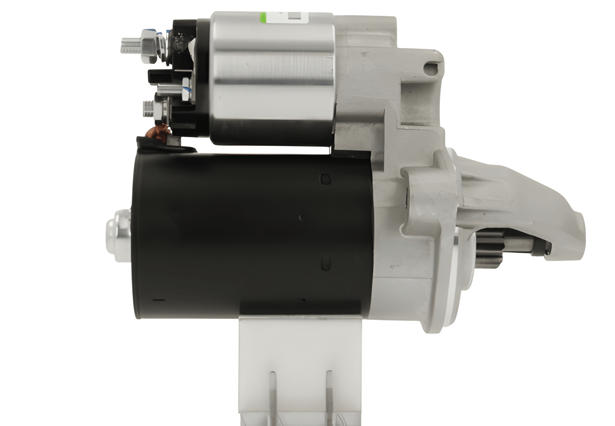 A new 12V 1.1KW starter motor with 10 teeth and a silver and black color. fits ford, mazda, volvo vehicles