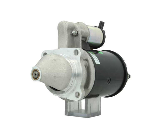 A new 12V starter motor 2.8KW with 10 teeth for Massey Ferguson, predominantly metal with a black and silver color scheme.