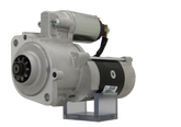 A new 12V Mitsubishi starter motor 2.2KW for caterpillar, nissan and volvo vehicles, displaying the starter and electrical connectors.