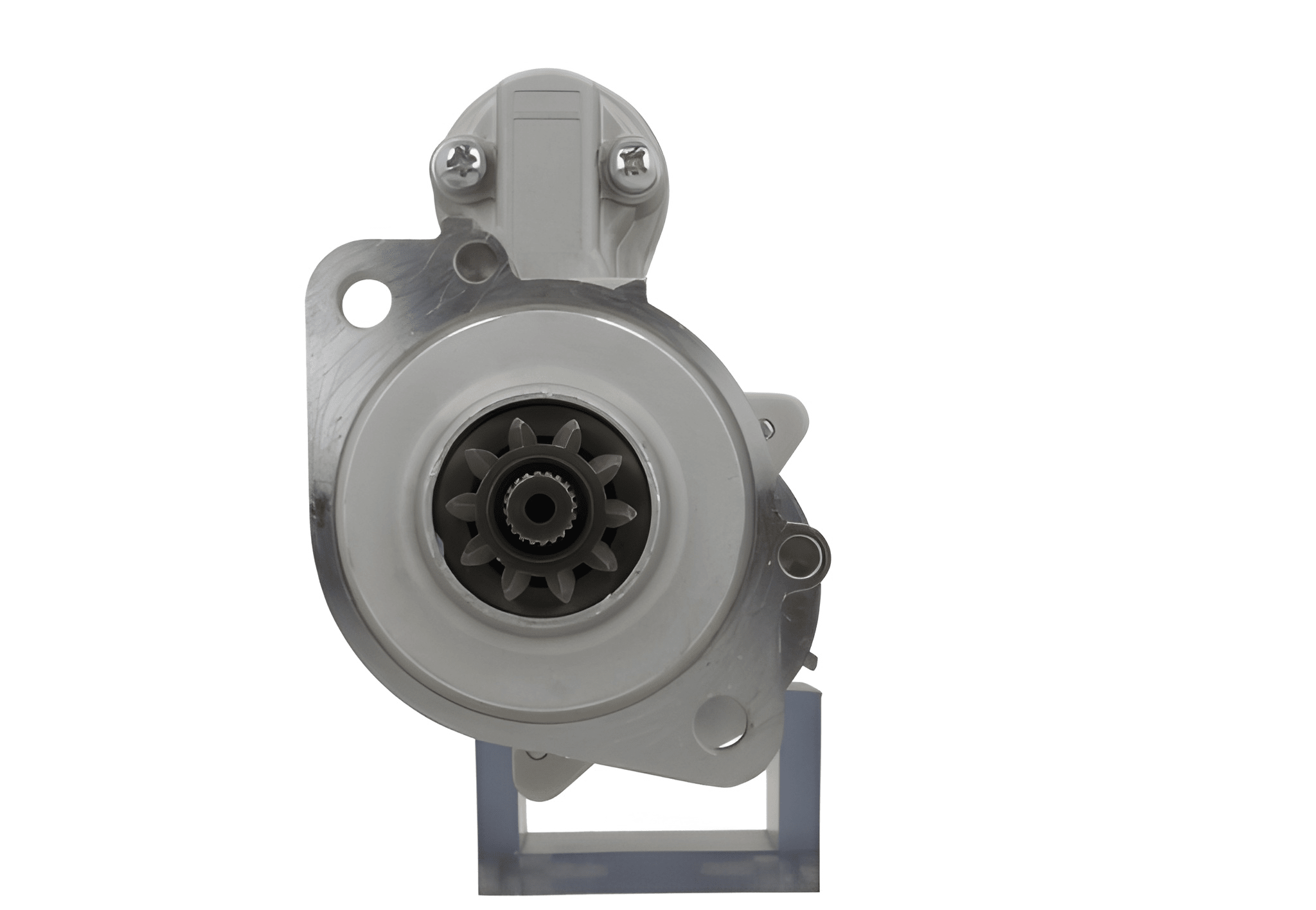 front view of A new 12V Mitsubishi starter motor 2.2KW for caterpillar, nissan and volvo vehicles, displaying the starter and electrical connectors.