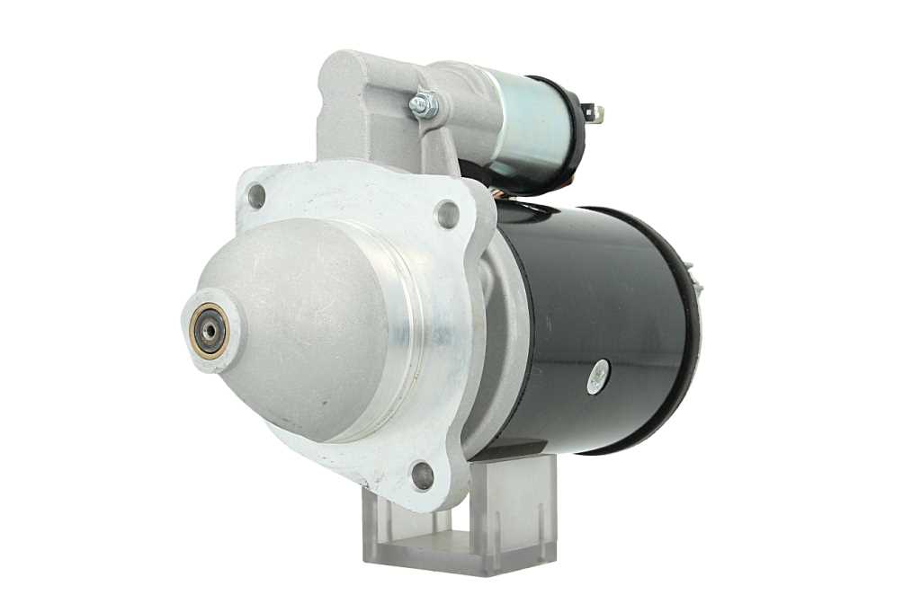 A new 12V 2.8KW new holland starter motor for a tractor, predominantly silver and black in color.