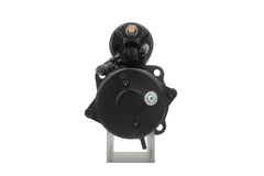 rear view of A 12V 3.2KW new aftermarket starter motor for perkins engines, 10 teeth predominantly black in color.