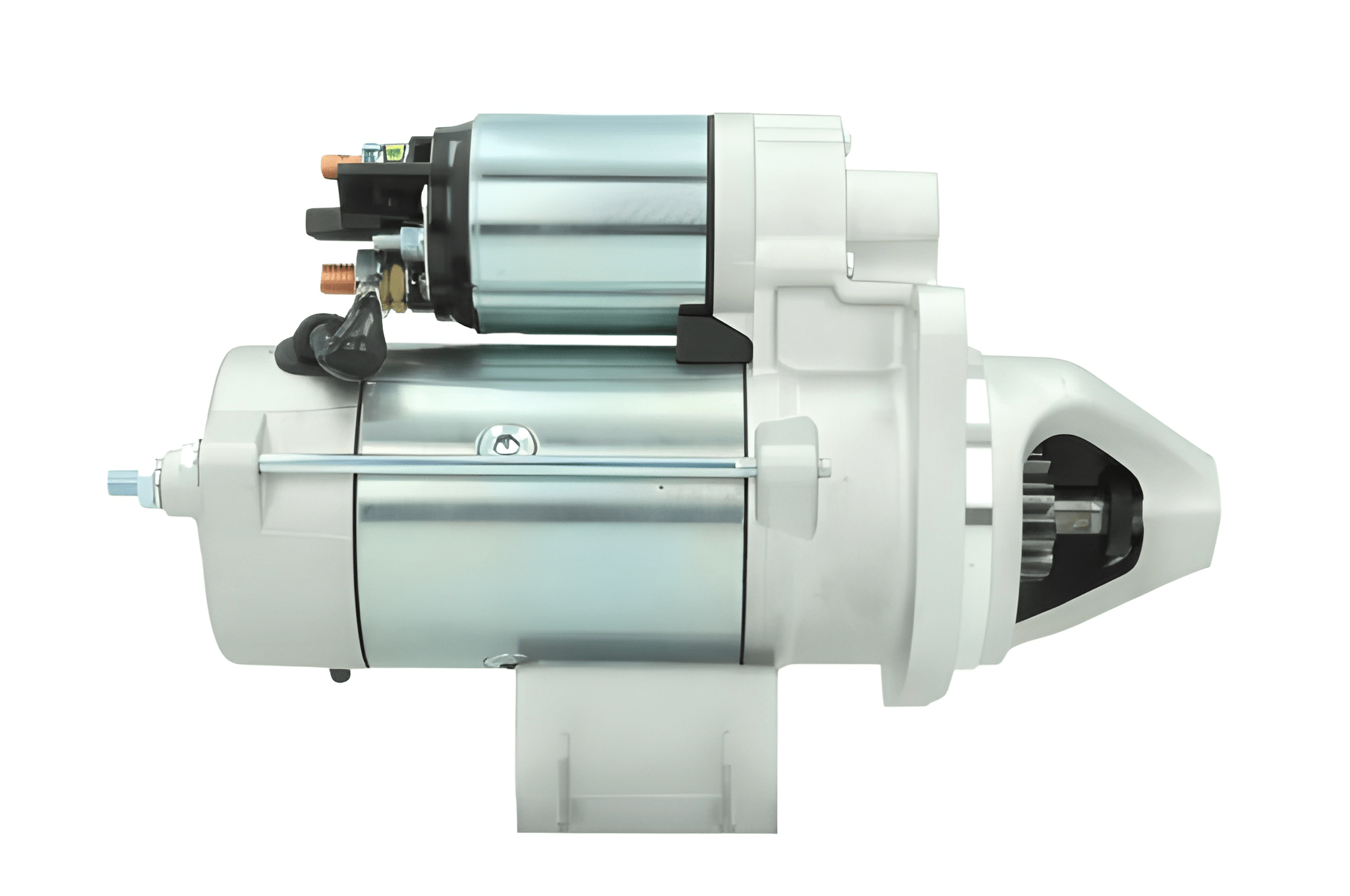 A 12V Perkins starter motor 3.2KW for JCB and Massey ferguson vehicles, displaying the side