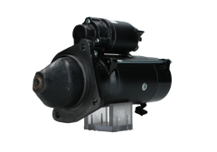 A black JCB 12V starter motor for a vehicle, 4.2KW with visible mounting points and electrical connectors.