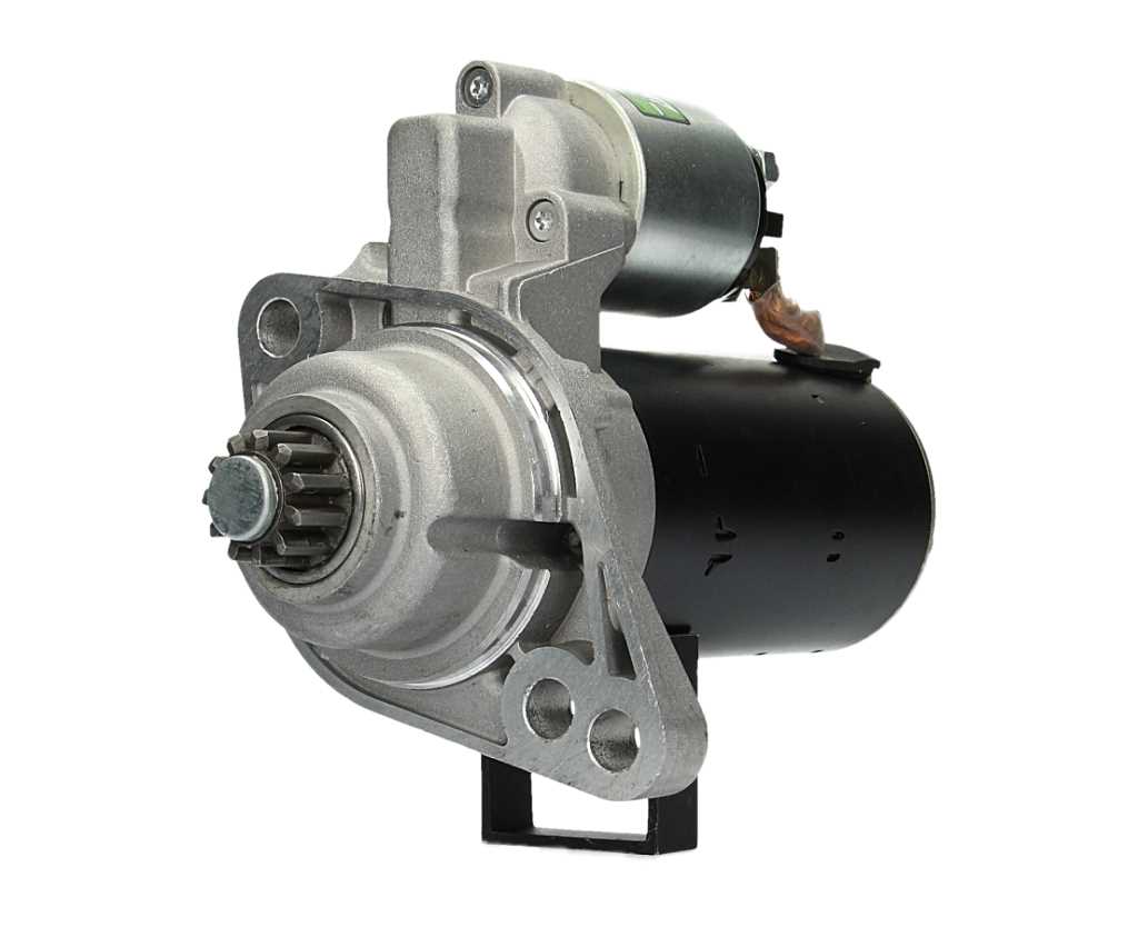A new 12V starter motor 1.7KW for Volkswagen, Seat, Skoda and Audi vehicles, displaying the front left side with 11 teeth and a 76.1 mm spigot.