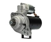 A new 12V starter motor 1.7KW for Volkswagen, Seat, Skoda and Audi vehicles, displaying the front left side with 11 teeth and a 76.1 mm spigot.