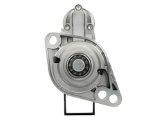 front view of a new 12V starter motor 1.7KW for Volkswagen, Seat, Skoda and Audi vehicles, displaying the front left side with 11 teeth and a 76.1 mm spigot.