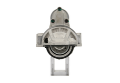 front view of A new Ford starter motor with a 1.7 kW power rating and a 12V voltage rating, displayed against a white background. comes with 11 teeth