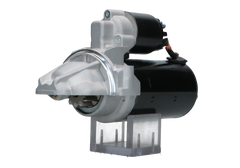 A new 12V 2.0KW starter motor with 12 teeth for Ford, fiat, citroen, peugeot and land rover vehicles, showcasing the front left side of the product.