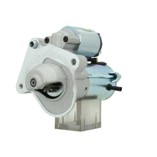 A new 12V starter motor for Ford and mazda vehicles with 12 teeth and power of 1.4KW, showing the metal body and electrical connectors.