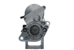 front view of A new 12V Kubota starter motor 1.4KW, showing a metallic body with wiring and a blue component on the side.