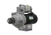 A new 12V starter motor 2.2KW for Volkswagen and MAN vehicles, displaying the exterior metal housing and electrical connectors.