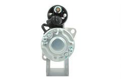 rear view of A new 12V 0.8KW Yanmar starter motor with a silver and black color scheme, featuring a 66 mm spigot and 8 teeth.