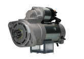 A new 12V Deutz-Fahr Khd 3.2 kw starter motor with a metal body, 9 teeth, electrical connectors, and mounting points visible.