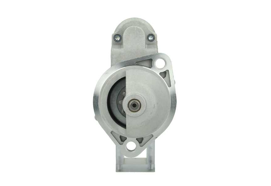 front view of A new 12V Deutz Fahr KHD 2.6 kw starter with a silver and gray color. comes with 9 teeth