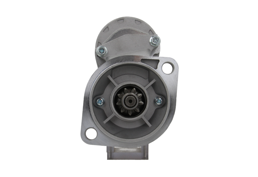 front view of A new 12V starter motor with a power of 2.2KW and 9 teeth designed for use in Hyster, Isuzu and komatsu vehicles