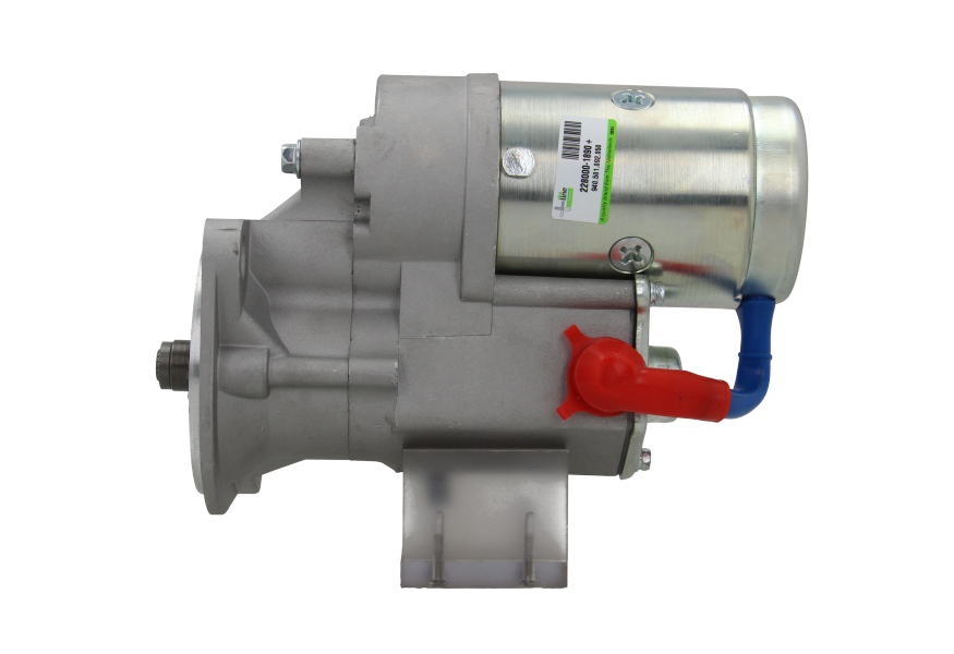 side view of A new 12V starter motor with a power of 2.2KW and 9 teeth designed for use in Hyster, Isuzu and komatsu vehicles