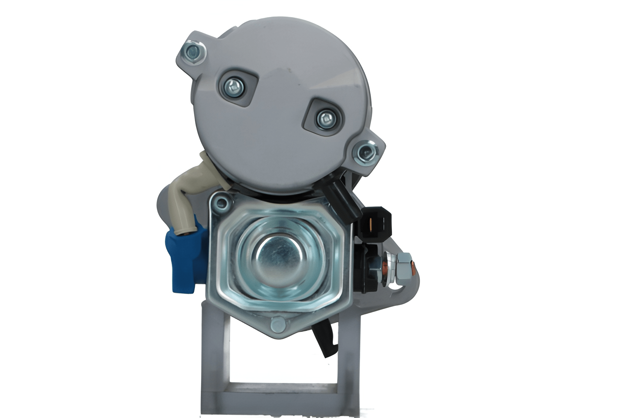 back view of a gray 12V Kubota starter motor for cars, 1.4KW power rating and 9 teeth