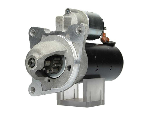 A new 12V starter motor 2.2KW for Land Rover and mercedes vehicles, showcasing the metal body and electrical connectors.