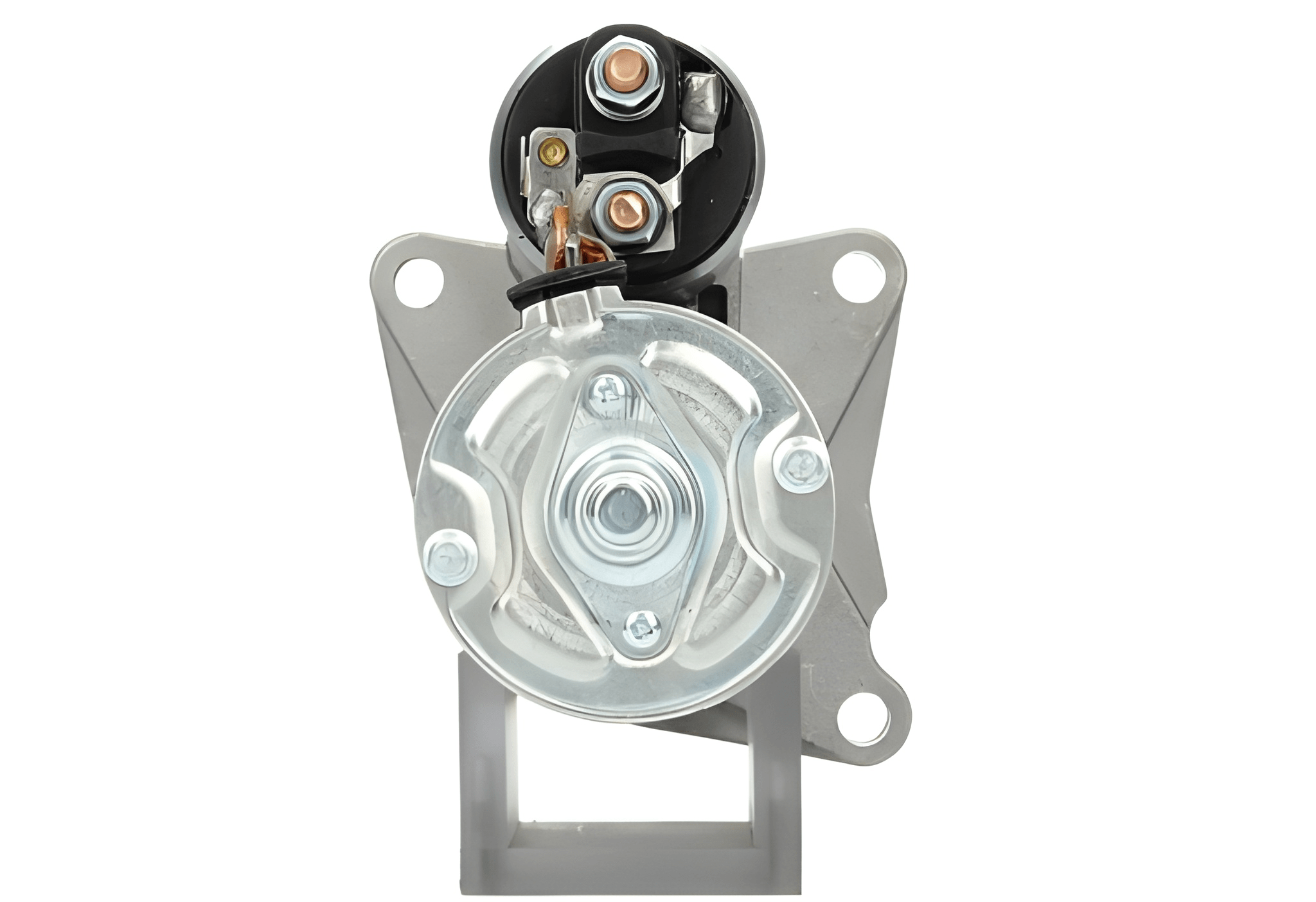 back view of A new 12V starter motor 2.2KW for Land Rover and mercedes vehicles, showcasing the metal body and electrical connectors.