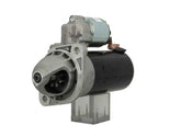 A new 12V starter motor for lombardini vehicles, predominantly metal with some plastic components, with a 2.0 kw power rating and 9 teeth.