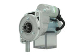 A new 12V Yanmar starter motor with a 2.3 kw power rating, 9 teeth, featuring metal construction with a gray and silver color scheme, including mounting brackets and electrical connectors.
