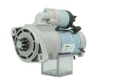 A new 12V Deutz-Fahr Khd 3.2 kw starter with 9 teeth and visible mounting points, wiring, and a metallic body.
