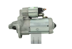 side view of A new starter motor for Ford vehicles, with a 2.0 kw power rating and 12 voltage value and comes with 11 teeth