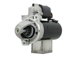 A new 12V starter motor 2.2KW with 10 teeth built for Mercedes vehicles, showcasing the metal body with electrical connectors and the drive gear.