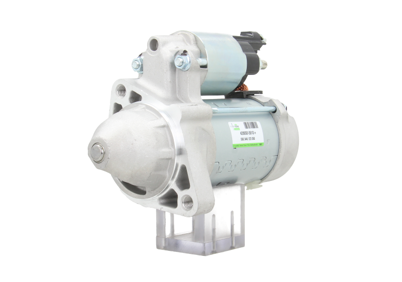 A new 12V starter motor 1.7KW for Mercedes vehicles, displaying the front left side with a visible electrical connector and mounting points.