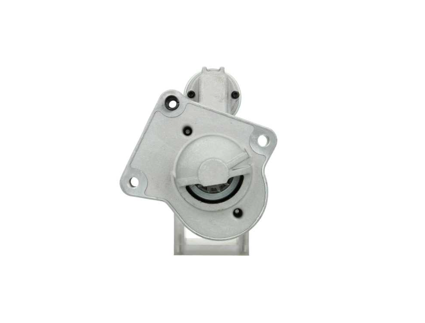 front view of A new 12v starter motor for Volvo trucks with a power of 2.3kw and 11 teeth, showing a metallic body with electrical connectors and mounting holes.