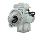 A new 12V Yanmar starter motor with 11 teeth and 1.4 kw power, showing the front left side with the voltage and power specifications visible.