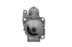 front view of A gray 24V starter motor for leyland and daf trucks, 10 teeth, 4.3KW with visible mounting points and electrical connectors.