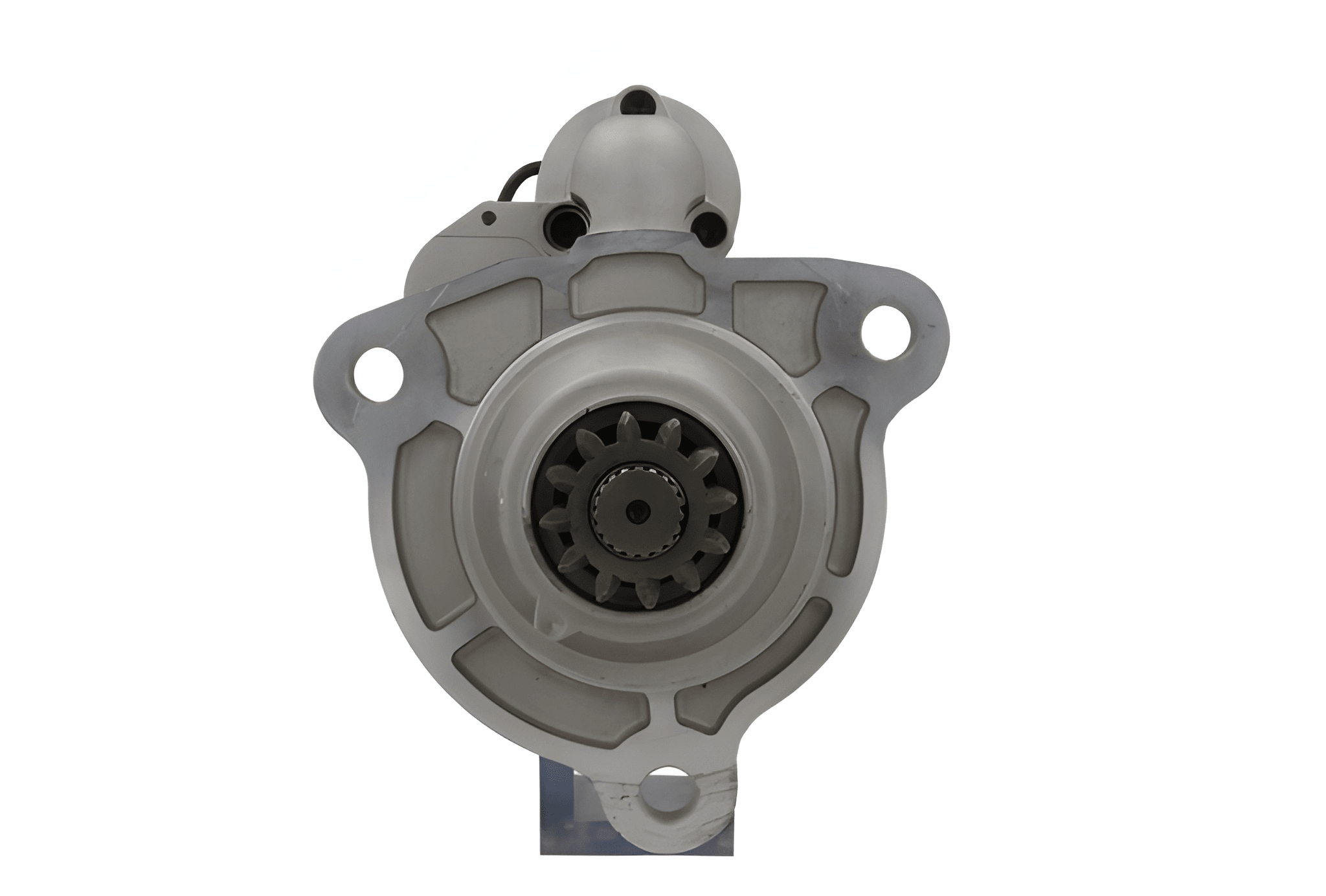 A new 24V starter motor 5.5KW for Scania trucks, 12 teeth showing the complete unit with wiring and mechanical parts.