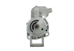 4KW front view of a silver 24v starter motor with 9 teeth for Mercedes trucks and busses, displaying various components including the body and electrical connectors.