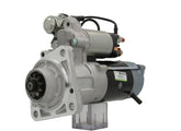 A new 24V starter motor 5.0KW for Volvo and renault trucks, showing the metal body with electrical components and wiring.