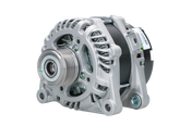 A new aftermarket alternator for Citroën/Peugeot vehicles, featuring a metallic finish with mounting holes and a pulley visible at the front.