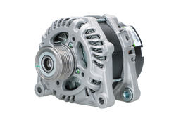 A new aftermarket alternator for Citroën/Peugeot vehicles, featuring a metallic finish with mounting holes and a pulley visible at the front.