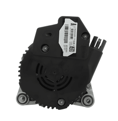 A new aftermarket alternator for Citroën/Peugeot/toyota/opel vehicles, featuring a metallic body with mounting holes and electrical connectors. on a white background