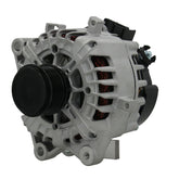 A new aftermarket alternator for Ford vehicles, with metal body and black components visible.