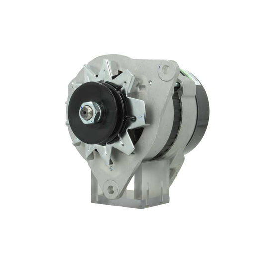 A Ford 12V 35A alternator with a metal body, free wheel pulley, and mounting holes. also fits land rover cars