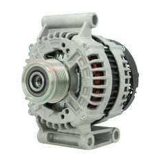 A new 12V aftermarket alternator 150Amps for Ford Transit and land rover defender vehicles, with metal construction and a gray color.