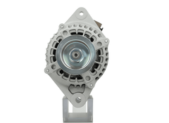 front view of A new Isuzu 12V, 80A alternator with a metal body, plastic components, and electrical connectors. fits isuzu D Max