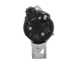rear view of A new Isuzu 12V, 80A alternator with a metal body, plastic components, and electrical connectors. fits isuzu D Max
