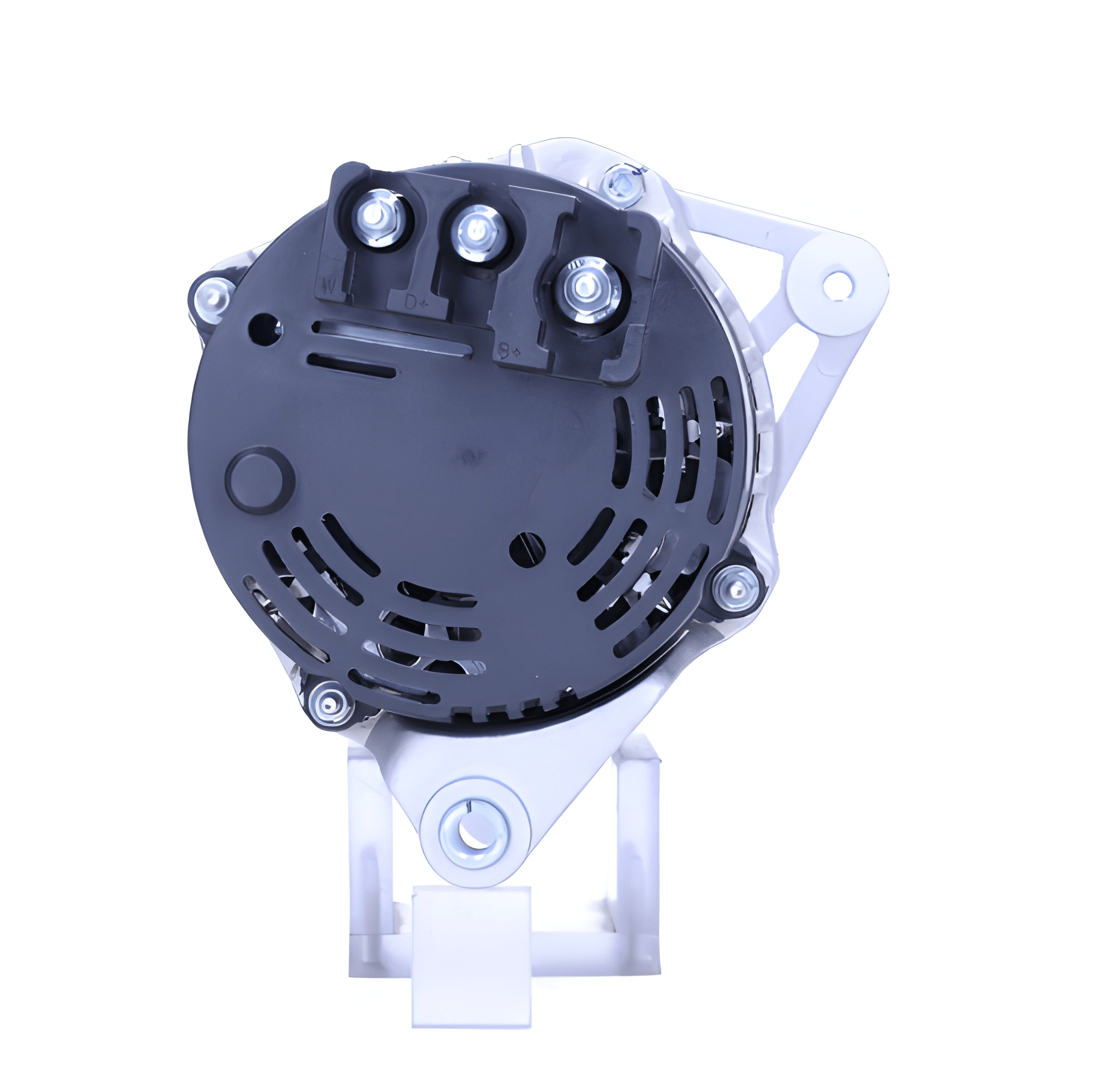 rear view of a Automotive alternator on a white background