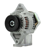 A new Kubota 40A alternator, showcasing a gray body with a pulley and terminal connections.