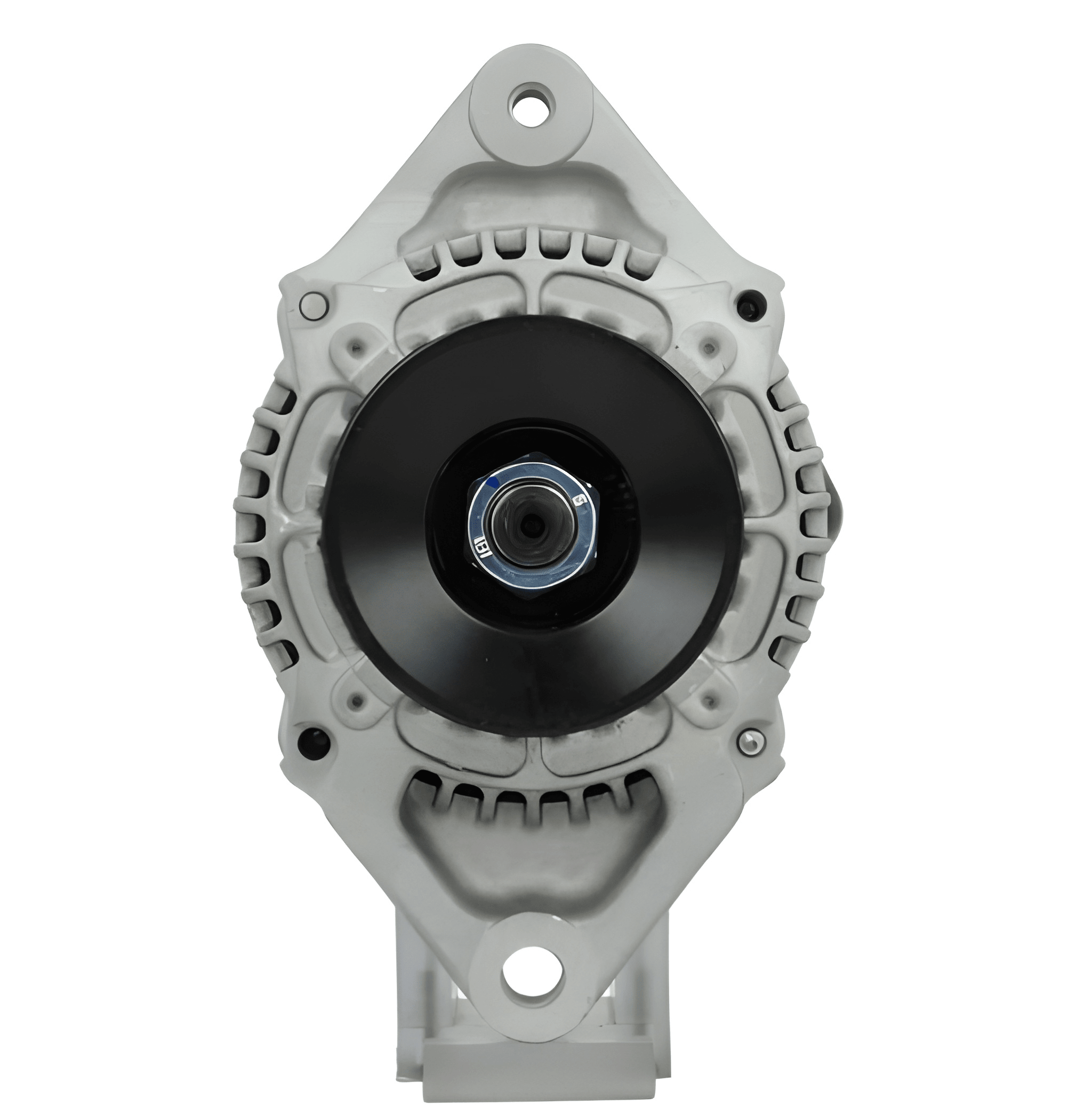 front view of a Car alternator on a white background