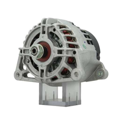 A new aftermarket Perkins 12V 65 Amps alternator, featuring a metal body with wiring and a gray color.